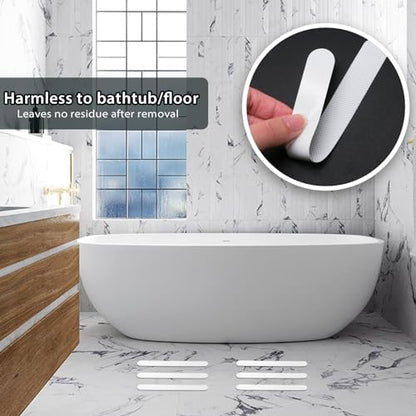 24Pcs White Bathtub Stickers Non Slip | Anti Slip Shower Strips, Adhesive for Bathroom Bathtub, Shower Floor & Ladders, Includes Scraper - color: White