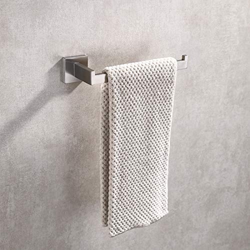 TASTOS Premium Stainless Steel Hand Towel Holder, Square Hand Towel Ring Heavy Duty Wall Mounted Modern Hand Towel Bar for Bathroom Kitchen, Brushed Nickel - color: Brushed Nickel
