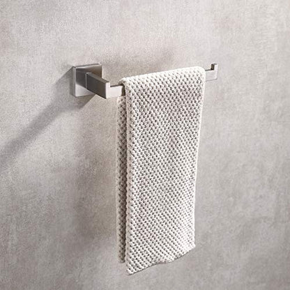 TASTOS Premium Stainless Steel Hand Towel Holder, Square Hand Towel Ring Heavy Duty Wall Mounted Modern Hand Towel Bar for Bathroom Kitchen, Brushed Nickel - color: Brushed Nickel