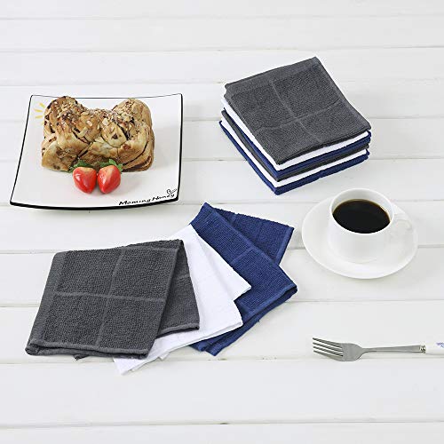 Glynniss Dishcloths Kitchen Highly Absorbent Dish Rags 100% Cotton Dish Cloths for Washing Dishes, Cleaning (11 x 11 Inches, 24 pcs, White) - color: White