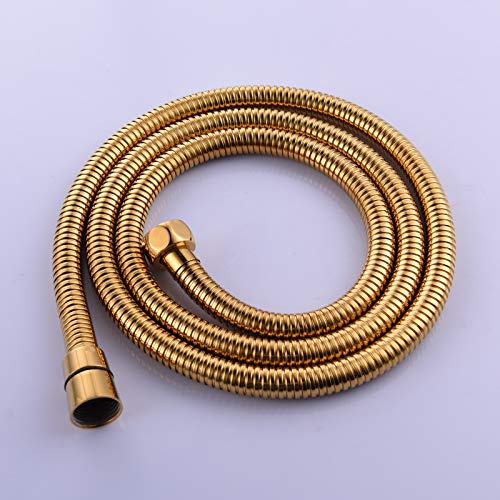 CIENCIA 1.5m(59-Inch) Anti-kink Flexible Gold Shower Hose Stainless Steel with Solid Brass Connector FHA018J - color: Gold, size: 1.5meters