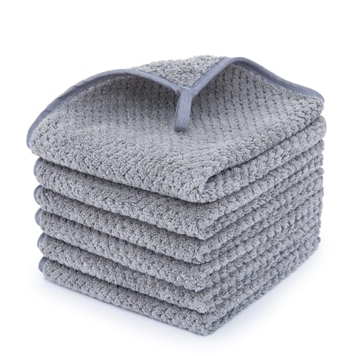 MaopaoBeauty Washcloth Set for Bathroom - Quick Drying - Ultra Soft Microfiber Absorbent Towel for Bath Fitness, Gym, Shower, Hotel, and Spa - 13x13 Inch | Set of 6, Grey - color: Grey Washcloth, size: Washcloth Set 6 Piece