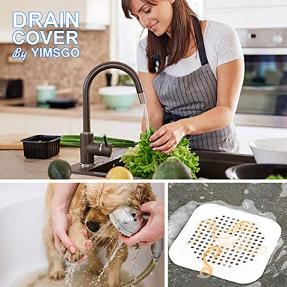 Drain Hair Catcher 2 Packs, Shower/Bathtub Drain Cover, Silicone Hair Catcher for Shower, Square Drain Stopper for Tub,Kitchen,Bathroom Gray/White