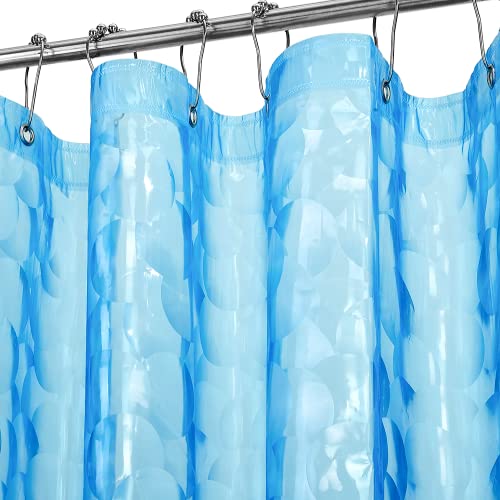 Ga-Geetopia Extra Long EVA 3D Blue Pearl Water Cube Plastic Shower Curtain Liner - Lightweight 72" x 80" Bathroom Shower Showroom Curtain Liner with Rustproof Metal Gromments and Weighted Magnet - color: Blue Cube, size: 72"W x 80"L (Pack of 1)