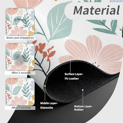 Kitchen Sink Splash Guard，Pastel flowers and leaves-1 Faucet Mat Sink Gadgets-Super Absorbent Fast Drying Mat Drip Catcher for Kitchen, Bathroom,Sink Mat, Dish Drying Mat, Bathroom(15" X 5.5" ) - color: Pastel flowers and leaves-1