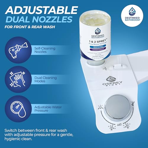 Toilet Seat Bidet Attachment – Smart Bidet Toilet Seat Elongated with Dual Nozzles, Bidet Attachment for Toilet Normal Water, Non-Electric Bidet Sprayer with Essential Oil Spray, by Destinked Bathroom
