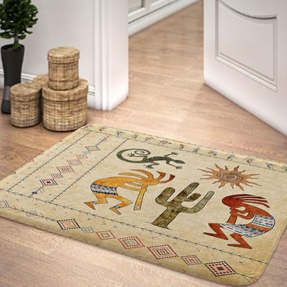 JAWO Southwestern Ethnic Tribal Bathroom Rug - Geometric Retro Abstract Art Hipster Memory Foam - Yellow (16X24inches) - color: Yellow, size: 1'4" x 2' (Rectangular)
