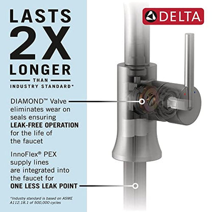 Delta Woodhurst Oil Rubbed Bronze Bathroom Faucet 1 Hole, Single Hole Bathroom Sink Faucet for Vanity, Metal Push-Pop Drain Assembly, Venetian Bronze 532-RBMPU-DST - color: Venetian Bronze