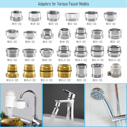 Faucet Aerator Adapter - 55/64 inch Female to 55/64 inch Male, Chrome Brass Sink Adapter, for Kitchen and Bathroom Faucet Adapter Kit Connection (F22-M22) | Chrome Brass Faucet Adapter: Durable premium chrome-plated brass for kitchen and bathroom faucets