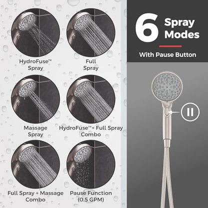 Pfister HydroFuse Handheld Shower Head, Hose Included, Magnetic Docking, 6-Function, 1.75 GPM, Spot Defense Brushed Nickel Finish, 016WS2HFM01GS - color: Spot Defense Brushed Nickel, size: 1.75 GPM