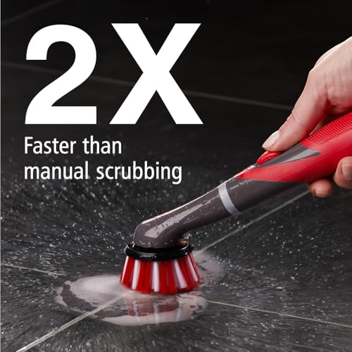 Rubbermaid Reveal Power Scrubber 5-Piece Kit, Cordless Electric Battery Powered Spin Scrub Brush, Water Resistant, for Home/Kitchen/Bathroom/Grout/Tile/Shower/Tub - style: 5-Piece Kit