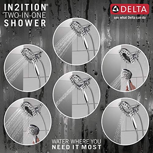 Delta 4-Setting In2ition 2-in-1 Dual Shower Head with HandHeld Spray, Chrome Detachable Shower Head with Hose, Showerhead, 1.75 GPM Flow Rate, Chrome 58498 - color: Chrome