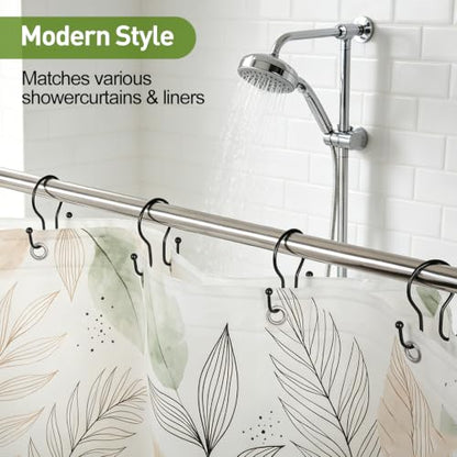 Resze 12PCS Shower Curtain Hooks, Sturdy Metal Black Shower Curtain Rings | Glide Roller Double Shower Hooks, Rust Proof Anti-Drop Curtain Hooks, Smooth Sliding Rings for Bathroom Shower Rods Curtains - color: Black