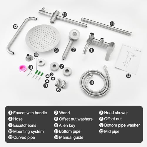 HDSRYJXH Shower Faucet - Shower Faucets Sets Complete, Shower System - Outdoor Shower Kit/Outdoor Shower Fixtures W/ SS304 Shower Head with 3 modes Handheld, Brushed Nickel - color: Brushed Nickel-01