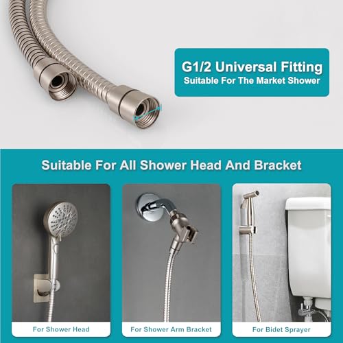 GwernKB Shower Hose,79In Long Stainless Steel Hose for Handheld Shower Head | Brushed Nickel,Extension for Bidet Sprayer,Leak-proof,with Steel Insert,Durable & Flexible,Bathroom Attachment Replacement - color: Brushed Nickel