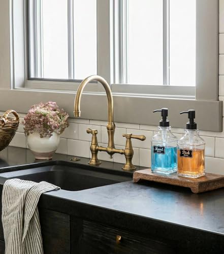 JASAI 2Pack Hand & Dish Glass Soap Dispenser with Black Rust Proof Pump | Refillable Dish Soap Dispenser with Sturdy 304 Stainless Steel Pump Pump for Kitchen and Bathroom. - color: 2 Pack Matteblack