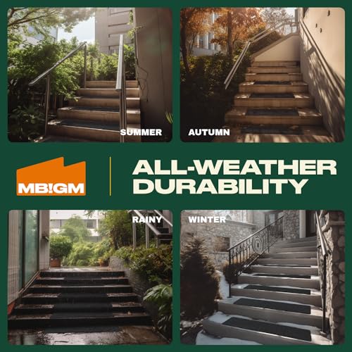 MBIGM Outdoor Non-Slip Stair Grip Tape, 12 Pack, 6" x 30", Black | PET/PVC stair tape with mineral-grit surface and adhesive backing adds traction to outdoor steps, decks and entryways - size: Black 6" x 30"