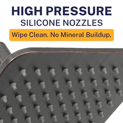 HammerHead Showers Solid Metal 8 Inch Square Rainfall Shower Head, High Flow Shower Head Optimized for Pressure, Oil Rubbed Bronze, 2.5 GPM - color: Oil Rubbed Bronze