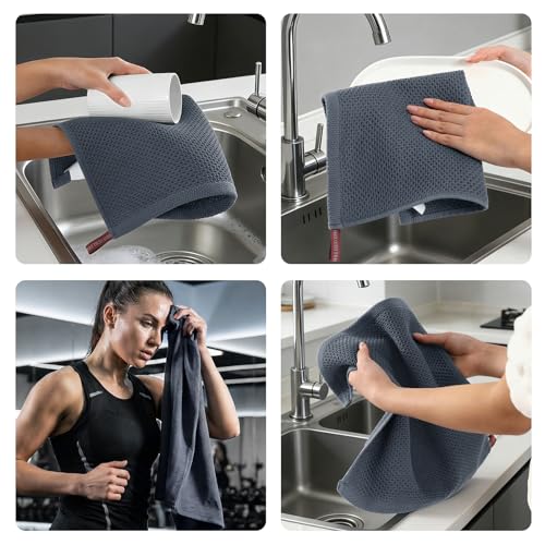 REDKISS Quick Dry Waffle Towel Set of 8, 100% Cotton,Lightweight & Highly Absorbent Waffle Towels for Bathroom, Spa, Gym, Pool-2 Bath Towels, 2 Hand Towels & 4 Washcloths,Dark Gray - color: Dark Gray