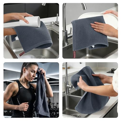 REDKISS Quick Dry Waffle Towel Set of 8, 100% Cotton,Lightweight & Highly Absorbent Waffle Towels for Bathroom, Spa, Gym, Pool-2 Bath Towels, 2 Hand Towels & 4 Washcloths,Dark Gray - color: Dark Gray