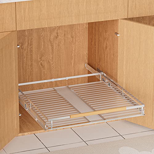SANNO Pull Out Cabinet Organizer, Pantry Drawer Slide Out Basket Expandable Sliding Shelf Under Sink Shelf, Steel Metal cabinet drawers slide out, Chrome Finish, 23.1 to 39.9" W - color: Chrome-1pack, size: XL 23.1~39.9" W x 22.5" D
