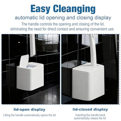 2 Pack Disposable Toilet Brush with 48 Refills | Toilet Bowl Cleaner Toilet Brush and Holder Set for Bowl Cleaners Bathroom Cleaning Bathtub