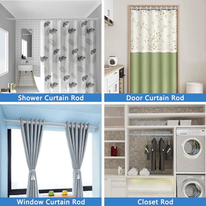 Grey Shower Curtain Rod 28"-52", Never Rust Anti-Slip Adjustable Tension Curtain Rods No Drilling, Heavy Duty Spring Enlarged Diameter 1" Tension Rod for Bathroom/Closet/Room Divider - color: Grey, size: 28"-52"