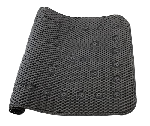 Bathub and Shower Soft Waffle Cushioned Texture Spa Bathroom Shower and Bath Mat Non Slip 27.5" x 16" with Suction Cups and Drain Holes (Black) - color: Black