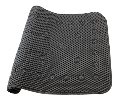 Bathub and Shower Soft Waffle Cushioned Texture Spa Bathroom Shower and Bath Mat Non Slip 27.5" x 16" with Suction Cups and Drain Holes (Black) - color: Black