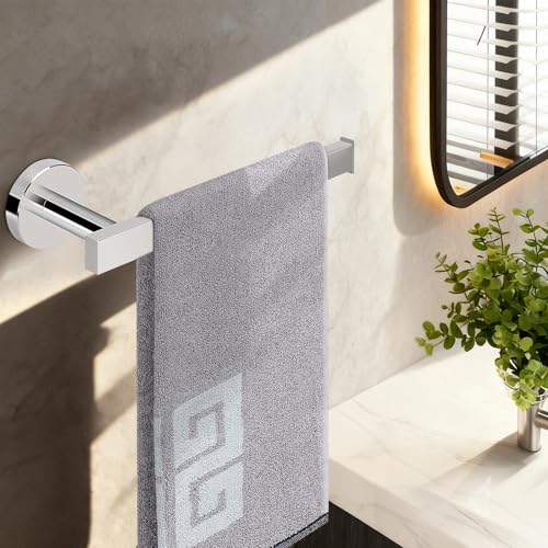 NearMoon Square Hand Towel Holder/Towel Ring, Premium SUS304 Stainless Steel Hand Towel Bar Rustproof Wall Mounted Towel Rack for Bathroom/Kitchen, Contemporary Style Bath Accessory (Chrome Finish) - color: Chrome Finish