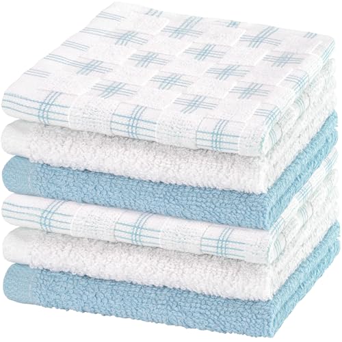 100% Cotton Washcloths 12x12 in, Blue (6 Pack) - color: Blue