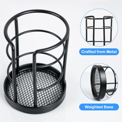 HillSpring Metal Bathroom Cup Dispenser, Sturdy Storage Holder for 3/4 oz Small Disposable Paper Cups, Black Paper Cup Dispenser for Mouthwash 2 Pack