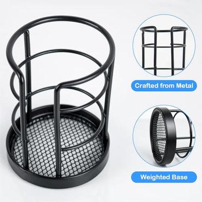 HillSpring Metal Bathroom Cup Dispenser, Sturdy Storage Holder for 3/4 oz Small Disposable Paper Cups, Black Paper Cup Dispenser for Mouthwash 2 Pack