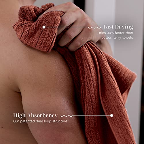 Luxury Performance 4-Piece Hand Towel Set | Patented Quick-Dry Tech | Ultra Soft | 16" W x 30" L | Clay - color: Clay, size: 4 Hand Towels