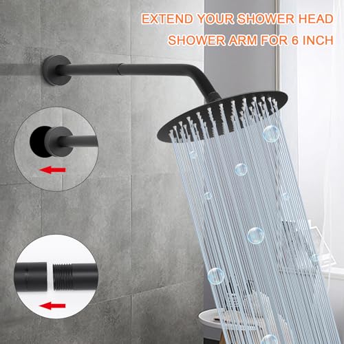 Shower Head Extension Arm, Shower Extender Water Outlet- Lowers Existing, Shower Pipe Extension for Bathroom, Made of Solid Metal Stainless Steel(8 Inch, Matte Black) - color: Matte Black, style: 8 Inch