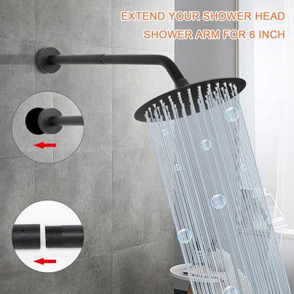 Shower Head Extension Arm, Shower Extender Water Outlet- Lowers Existing, Shower Pipe Extension for Bathroom, Made of Solid Metal Stainless Steel(8 Inch, Matte Black) - color: Matte Black, style: 8 Inch
