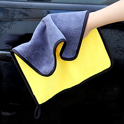 SOFTBATFY Ultrasoft, Large, Thick and Quick Drying Car Microfiber Cleaning Towel 800GSM Polishing Waxing Auto Detailing Towel Cloth (6pack,16 x 16inches) (Grey-Yellow) - color: 6pack,16 X 16inches Grey-yellow