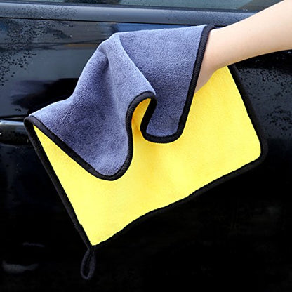 SOFTBATFY Ultrasoft, Large, Thick and Quick Drying Car Microfiber Cleaning Towel 800GSM Polishing Waxing Auto Detailing Towel Cloth (6pack,16 x 16inches) (Grey-Yellow) - color: 6pack,16 X 16inches Grey-yellow