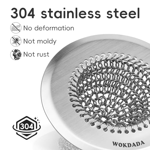 Shower Drain Hair Catcher, Patented Bathtub Drain Cover, Anti-Clog | Reversible Flip Clean, Fast Drainage, Anti-Slip Base, 304 Stainless Steel Chain Mail Mesh, 4.4" for Bathtub & Shower Drains - color: Silver