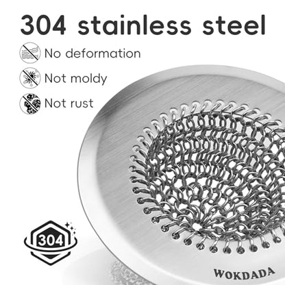 Shower Drain Hair Catcher, Patented Bathtub Drain Cover, Anti-Clog | Reversible Flip Clean, Fast Drainage, Anti-Slip Base, 304 Stainless Steel Chain Mail Mesh, 4.4" for Bathtub & Shower Drains - color: Silver