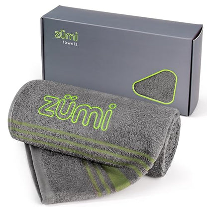 100% Cotton Quick Dry Large Travel Towel - Soft, Thin, Compact, Highly Absorbent, Lightweight Camping Towel for Beach, Gym, Bath, Shower, Swimming, Pool, Dorm, RV - Gray - color: Grey Large