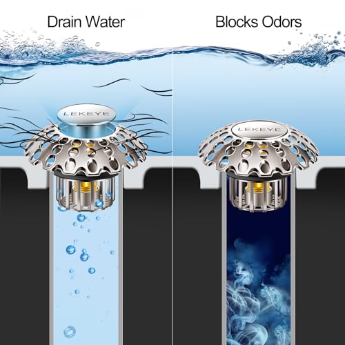 LEKEYE Tub Stopper | Shower Drain Hair Catcher | Bathroom Bathtub Plug | Pop Up Bathtub Drain Stopper for 1-1/2" to 1-3/4" Bath Drain Hole - Brushed Nickel - style: 2076