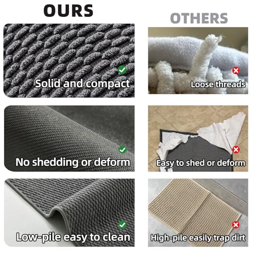 TYUU Bathroom Rugs Non Slip Washable, Super Absorbent Thin Bath Mat Quick Dry Low Pile Bathroom Rug, Dark Grey 24"x36" - color: Dark Grey, size: 2' X 3' (Rectangular)