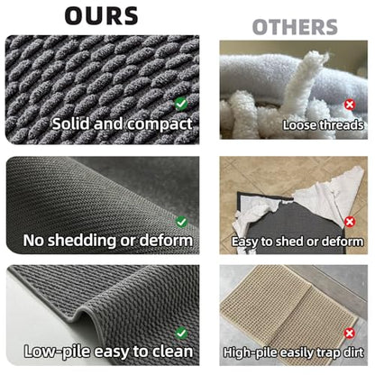 TYUU Bathroom Rugs Non Slip Washable, Super Absorbent Thin Bath Mat Quick Dry Low Pile Bathroom Rug, Dark Grey 24"x36" - color: Dark Grey, size: 2' X 3' (Rectangular)