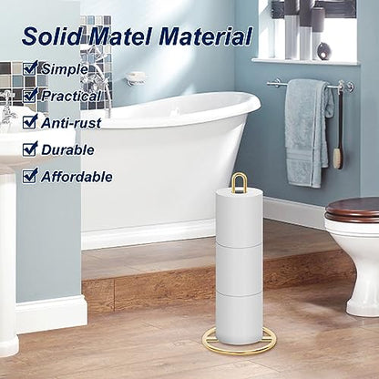 Gold Toilet Paper Holder Stand, OBODING, Freestanding Toilet Paper Holder for Storing 3 Rolls of Toilet Papers (Gold) - color: Gold