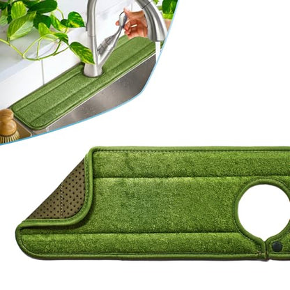 Ternal Original SINKMAT 24in XL Faucet Splash Guard Extra Long Microfiber Sink Drip Catcher Mat Non Slip Countertop Protector Drying Pad Kitchen Bathroom RV Machine Washable [Moss Green] - size: 24" x 24"