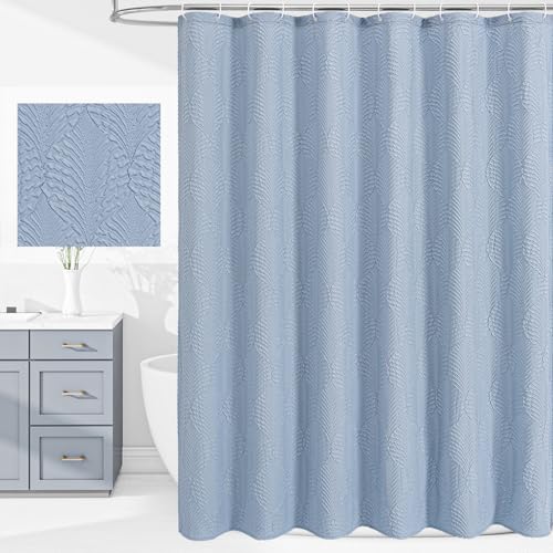 36x72 Small Stall Shower Curtain, Fog Blue Embossed Half Bath Curtain - color: Fogblue, size: 36"W x 72"L (Pack of 1)