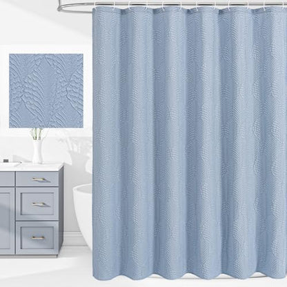 36x72 Small Stall Shower Curtain, Fog Blue Embossed Half Bath Curtain - color: Fogblue, size: 36"W x 72"L (Pack of 1)
