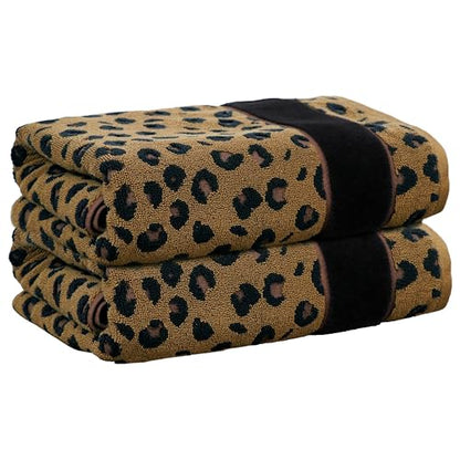 COTTON CRAFT Oversized Bath Sheet - 2 Pack 100% Cotton Animal Print Towels | Extra Large 35 x 84 Leopard Cheetah Africa Safari 500 GSM Bath Sheet - Soft Absorbent Luxury Bathroom Shower Jacquard Towels - color: 2 Pack Bath Sheet