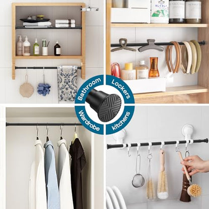 AIZESI Tension Curtain Rod 18-36 inch，4Pcs Adjustable Black Curtain Tension Rod No Drilling Small Tension Rod Spring Tension Curtain Rod Expandable Curtain Rod - color: Black, size: 18“-36“-4P